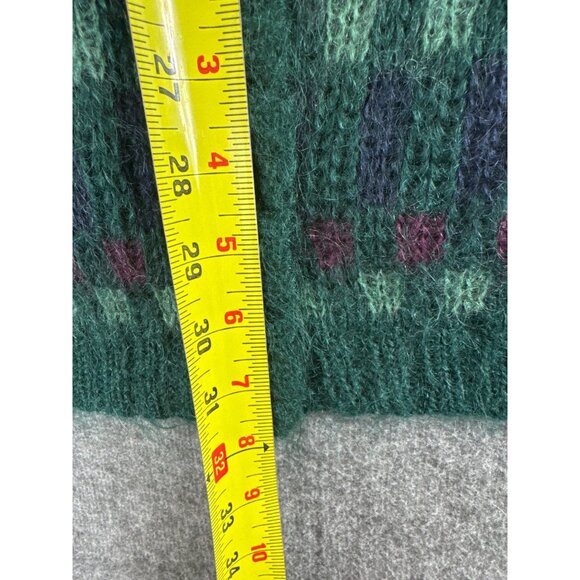 Vtg Paul Harris Mohair Wool Cardigan Womens L Oversized Green Purple Grandpa 80s - Picture 5 of 9